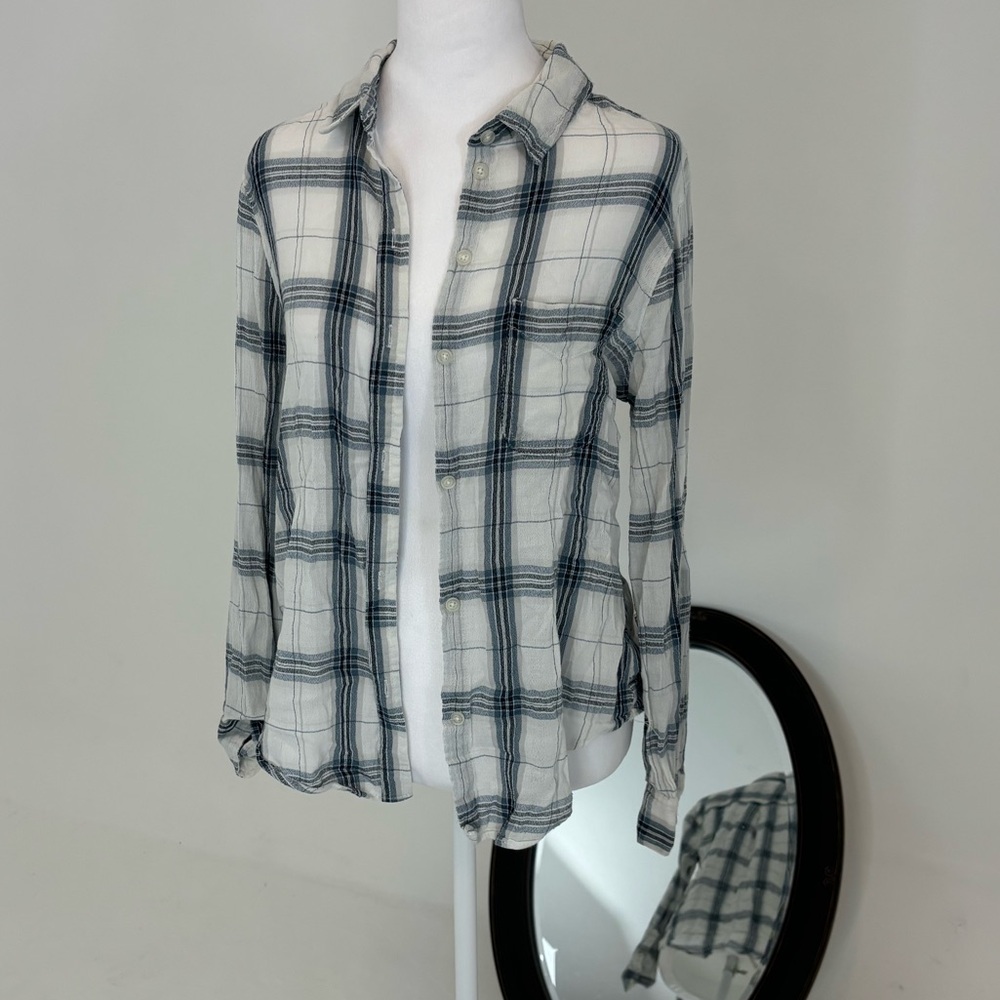 American Eagle Flannel - Blue on White